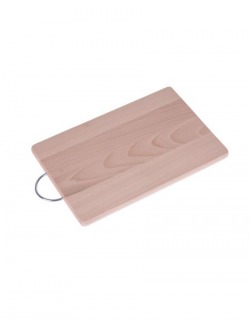 Wooden kitchen cutting board with metal handle 30x22 cm